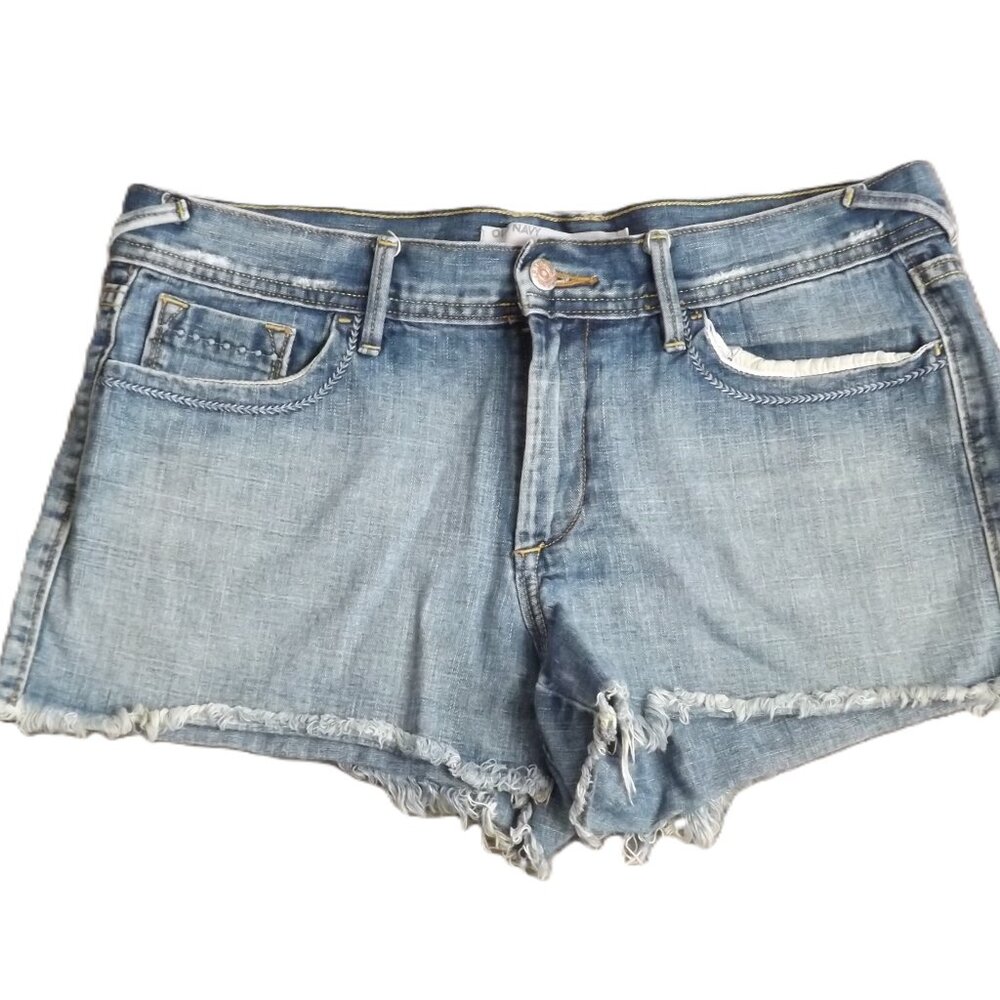 Vtg Y2K Old Navy Womens Cut Off Look Shorts Size 10 Cotton Mid Rise